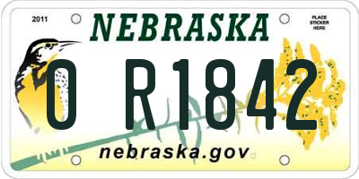 NE license plate 0R1842
