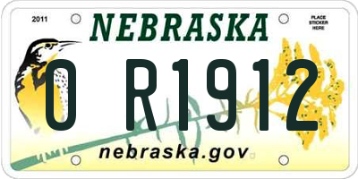 NE license plate 0R1912