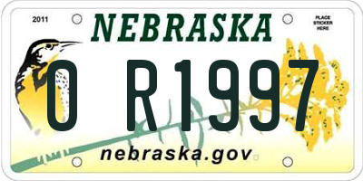 NE license plate 0R1997