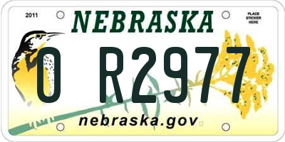 NE license plate 0R2977