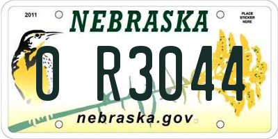 NE license plate 0R3044
