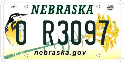 NE license plate 0R3097