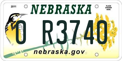 NE license plate 0R3740