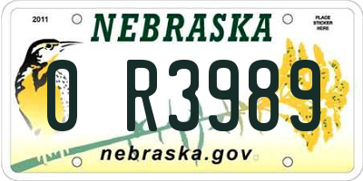 NE license plate 0R3989