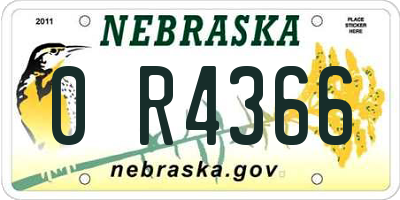 NE license plate 0R4366