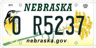 NE license plate 0R5237