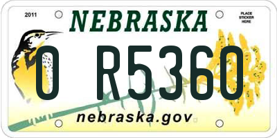 NE license plate 0R5360