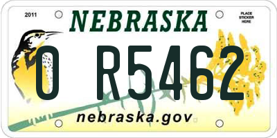 NE license plate 0R5462