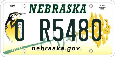 NE license plate 0R5480