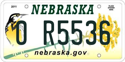 NE license plate 0R5536
