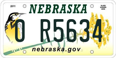 NE license plate 0R5634