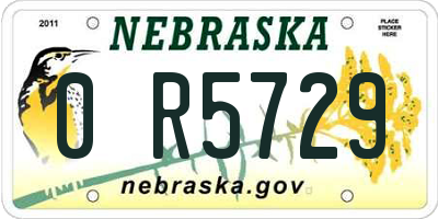 NE license plate 0R5729