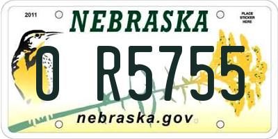 NE license plate 0R5755