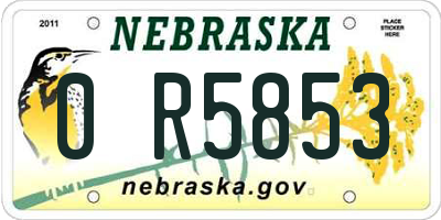 NE license plate 0R5853