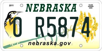 NE license plate 0R5874