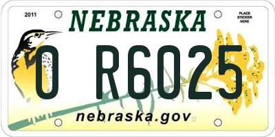NE license plate 0R6025