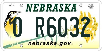 NE license plate 0R6032