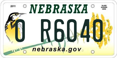 NE license plate 0R6040