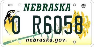 NE license plate 0R6058