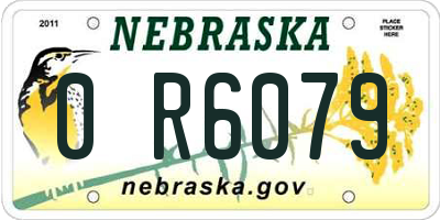 NE license plate 0R6079