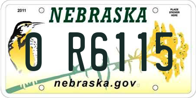 NE license plate 0R6115