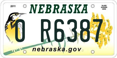 NE license plate 0R6387