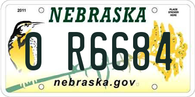 NE license plate 0R6684