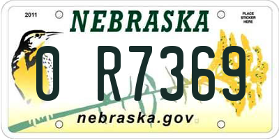 NE license plate 0R7369
