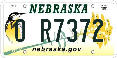 NE license plate 0R7372