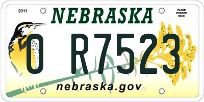 NE license plate 0R7523