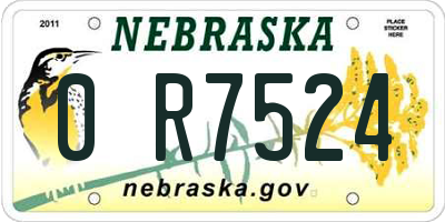 NE license plate 0R7524