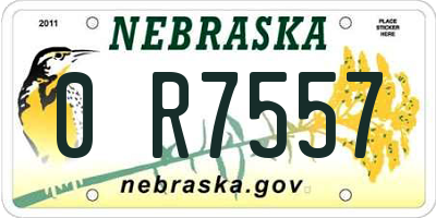 NE license plate 0R7557