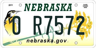 NE license plate 0R7572