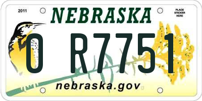 NE license plate 0R7751