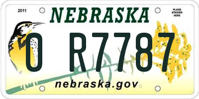 NE license plate 0R7787