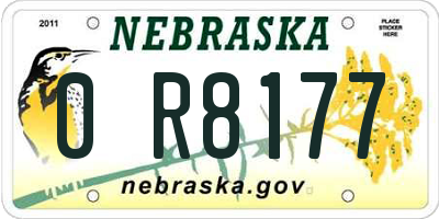 NE license plate 0R8177