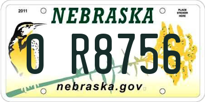 NE license plate 0R8756