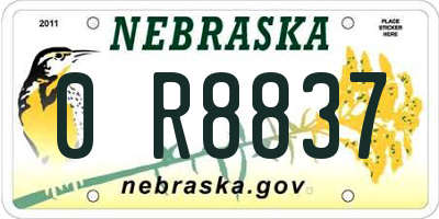 NE license plate 0R8837