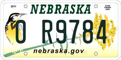 NE license plate 0R9784