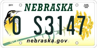 NE license plate 0S3147