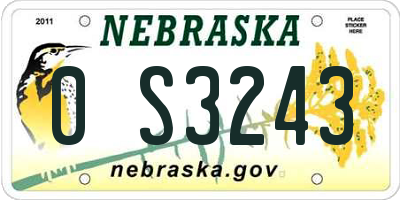 NE license plate 0S3243