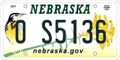 NE license plate 0S5136