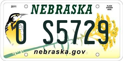 NE license plate 0S5729
