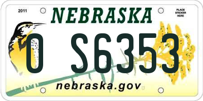 NE license plate 0S6353