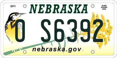 NE license plate 0S6392