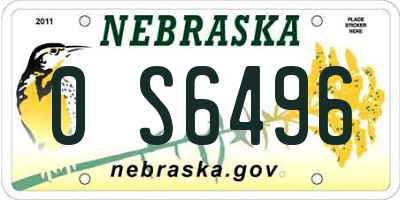 NE license plate 0S6496