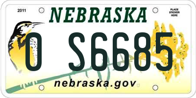 NE license plate 0S6685