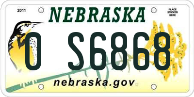 NE license plate 0S6868