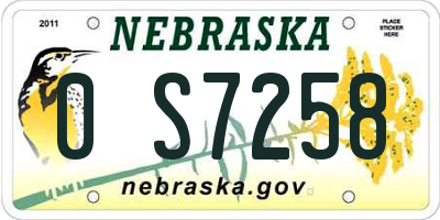 NE license plate 0S7258