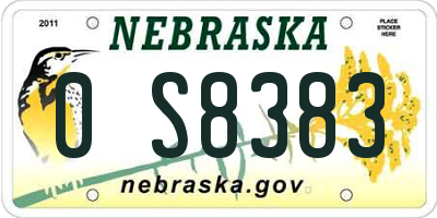 NE license plate 0S8383